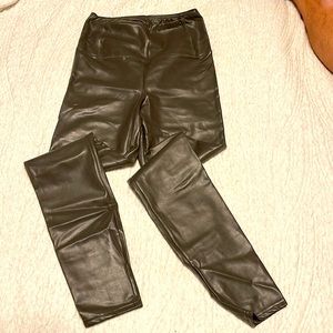 Wilfred size medium pleather leggings olive green